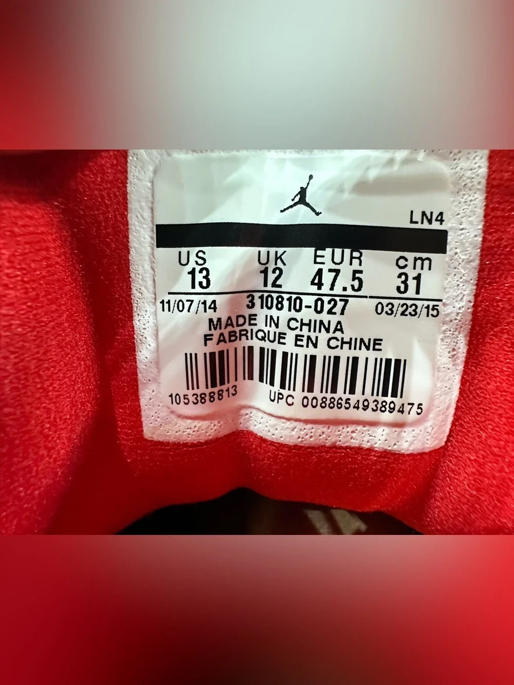 Air Jordan 13 Retro Low Men’s Size 13 (USED) 310810 027 Black University Red